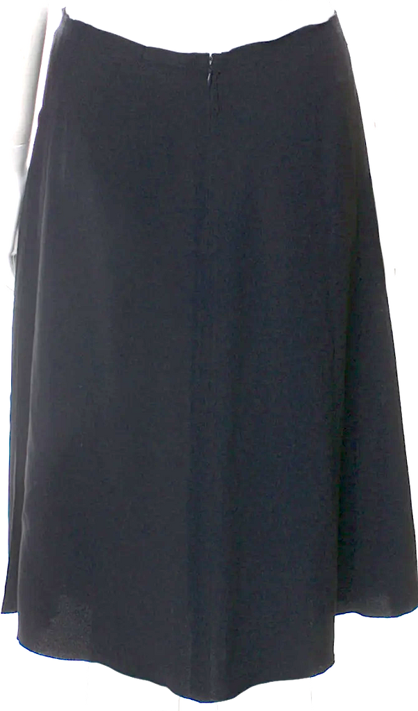 Prada Italy. Vintage Acetate Blend Black Pleated Accents Knee-Length Skirt