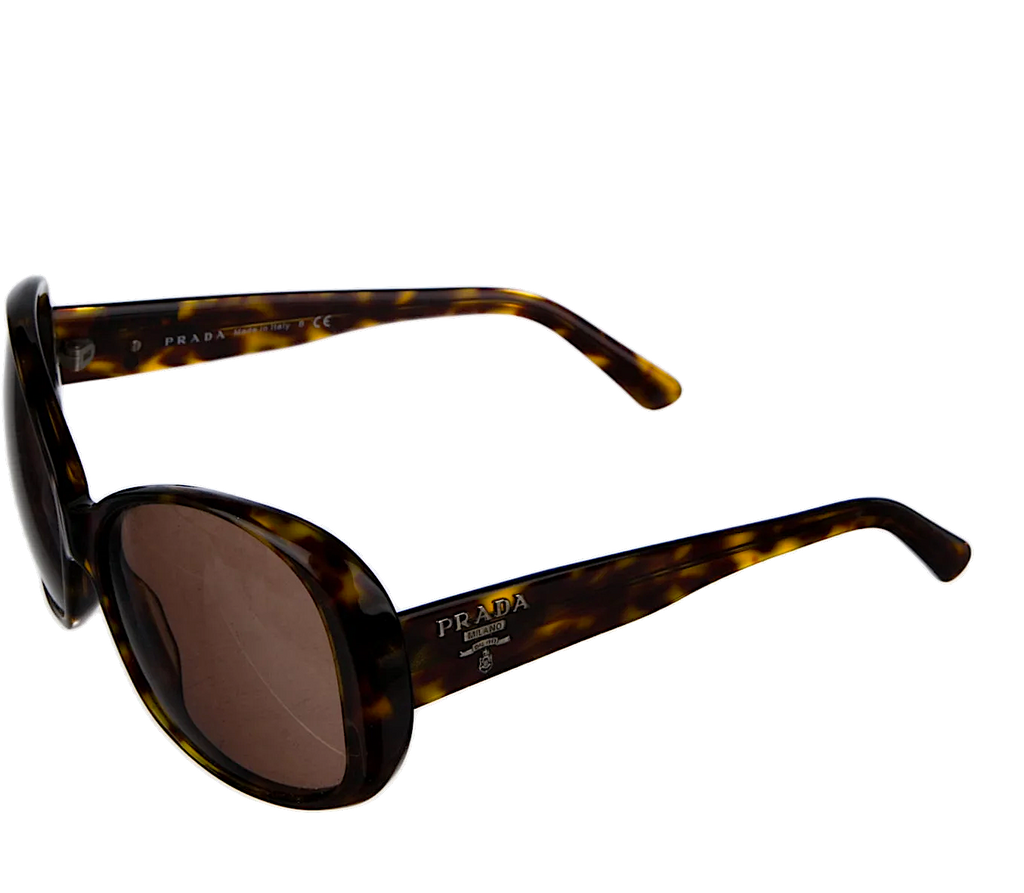 Prada Italy. Brown Tortoiseshell Acetate Oversize Sunglasses w/Case