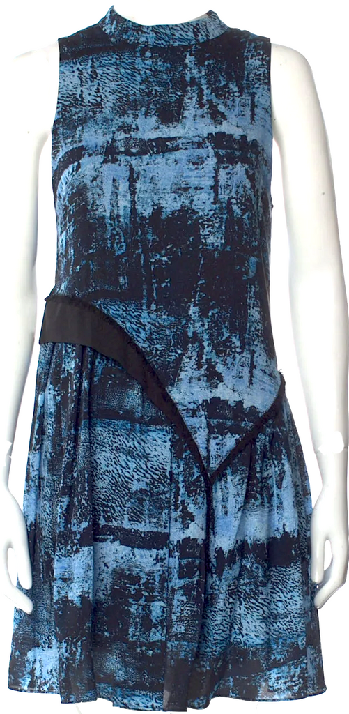 PROENZA SCHOULER NY. Blue Tye Dye Print Silk Mini Dress