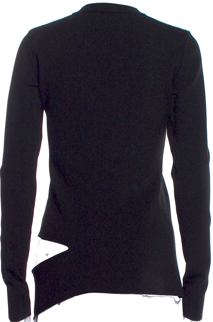 Proenza Schouler NY. Black Crew Neck Viscose Blend Long Sleeve Cut Out Top/Sweater