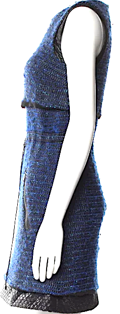 Proenza Schouler NY. Blue Wool Blend Tweed Pattern Mini Dress