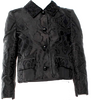 Proenza Schouler NY. Collection. Black Pointed Collar 3/4 FRENCH SLEEVE Patterned Jacket