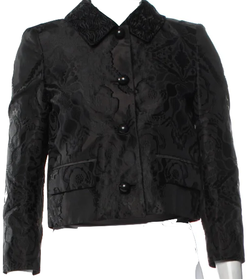 Proenza Schouler NY. Collection. Black Pointed Collar 3/4 FRENCH SLEEVE Patterned Jacket