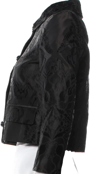 Proenza Schouler NY. Collection. Black Pointed Collar 3/4 FRENCH SLEEVE Patterned Jacket
