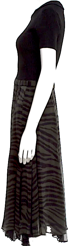 Proenza Schouler NY. Black Silk Midi Length Dress