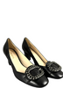 Prada Pumps Italy. NEW W/Box Black Leather Calzature Donna Nappa Studded Buckle US 9.5