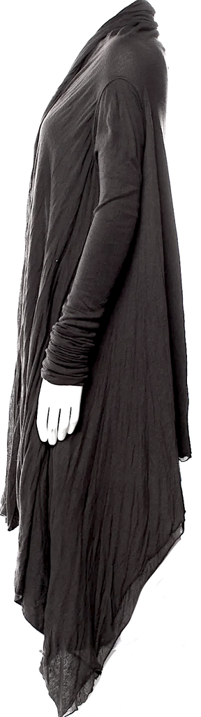 Rick Owens Paris. Dark Grey Wool Open Front Tunic