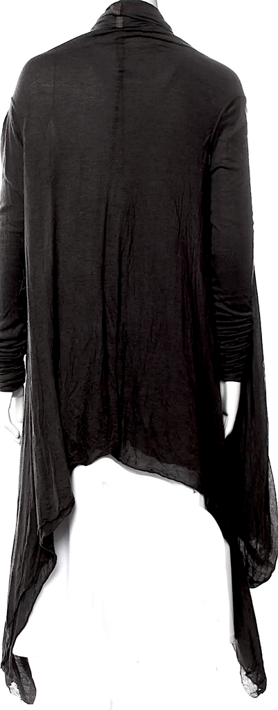 Rick Owens Paris. Dark Grey Wool Open Front Tunic