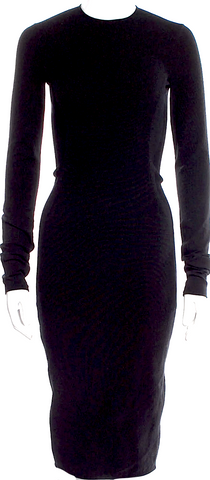 Dolce & Gabbana D&G Italy. Black Ruched Front Zip V Neck Dress