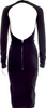 RICK OWENS PARIS. Black Cotton/Viscose Vintage BodyCon Backless Fitted Long Sleeve Dress