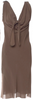 Rick Owens Paris. Brown Silk Backless Sheath Style Knee-Length Dress