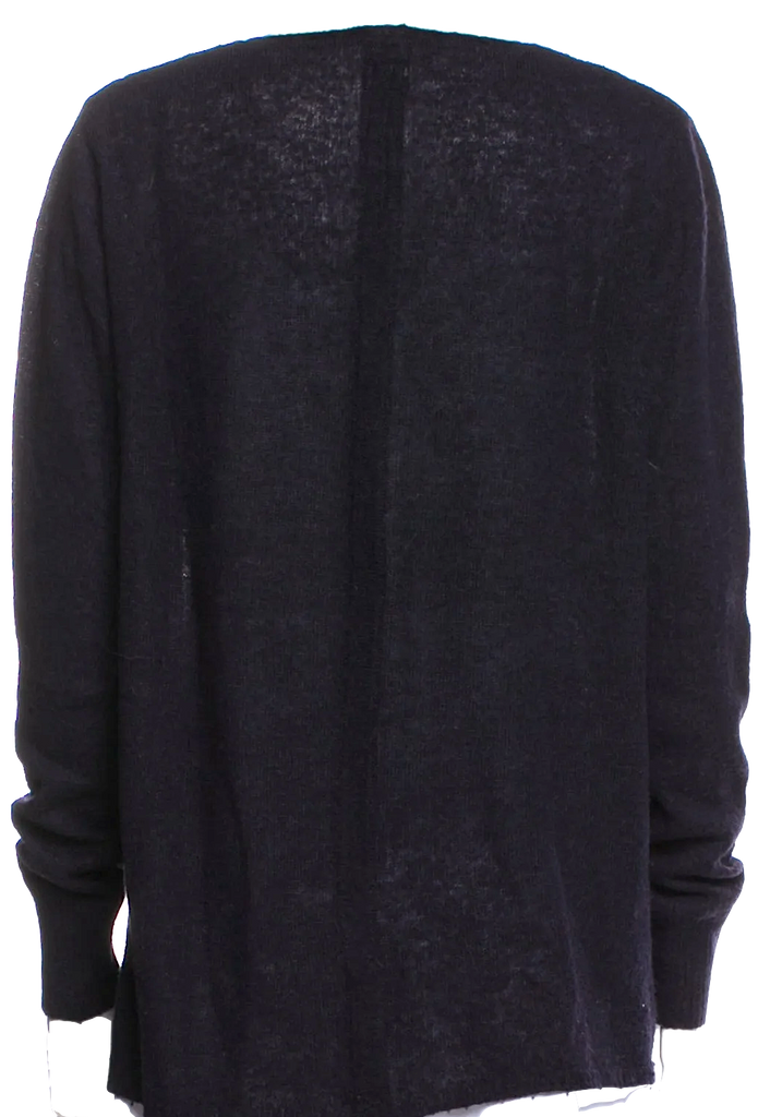 RICK OWENS PARIS. Navy Blue Merino Wool Blend V Neck Sweater