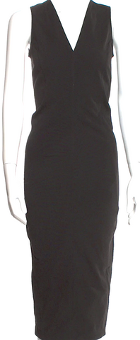 JIL SANDER Black Silk Midi Length Sheath Style Backless Dress