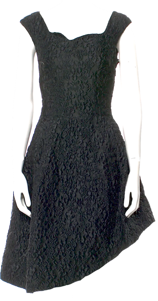 Simone Rocha UK. Black Floral Print PolyTech/Silk Blend Dress