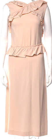 Azzedine Alaia Paris. Light Pink Color Crew Neck Knee-Length Dress