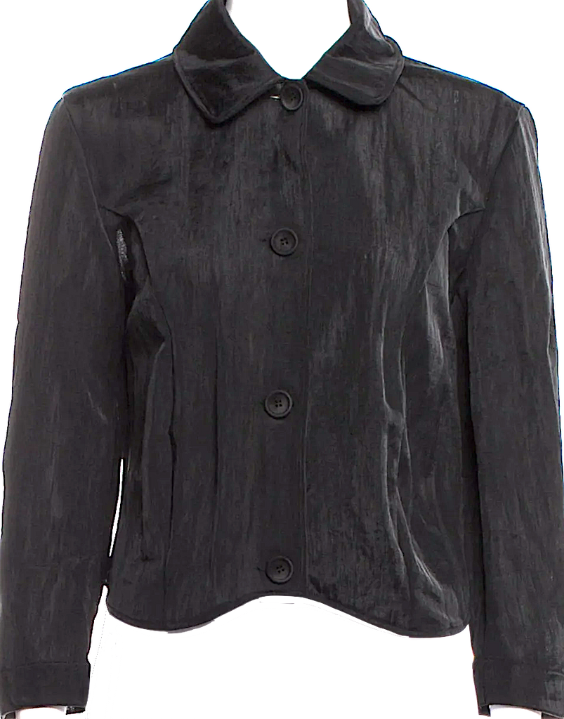 Simone Rocha UK. Black Polymaide Scallop Hem Jacket