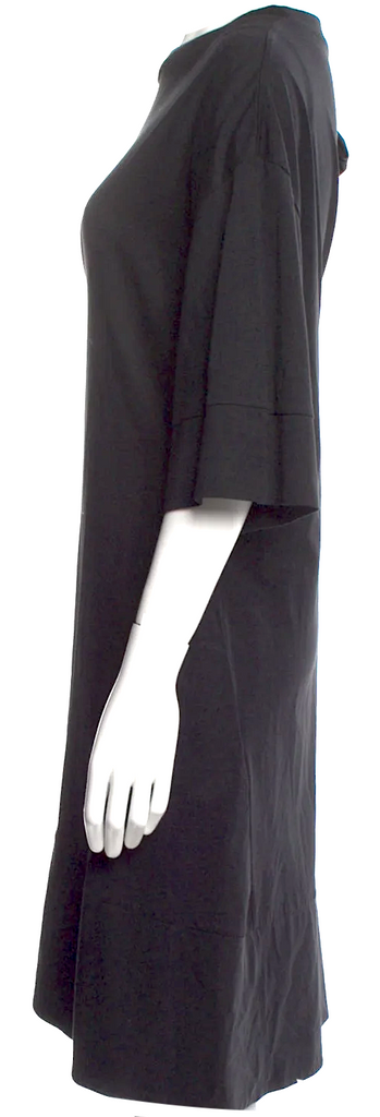 Simone Rocha UK. Oversized Black Supima Cotton 3/4 Sleeve Dress