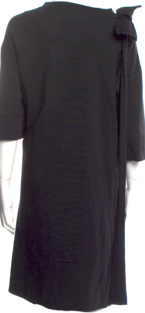 Simone Rocha UK. Oversized Black Supima Cotton 3/4 Sleeve Dress