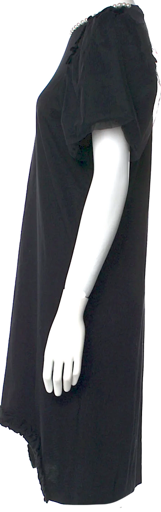 Simone Rocha UK. Black PolyTech Pearls Neck Embellishment Knee-Length Dress