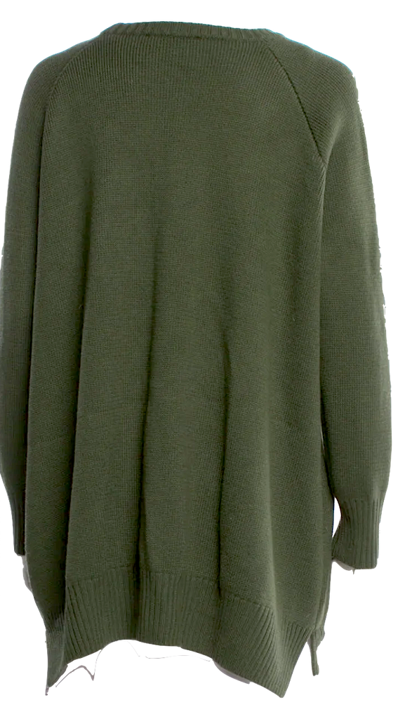 Simone Rocha UK Dark Green Wool Crew Neck Sweater