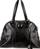 YVES SAINT LAURENT PARIS. Black Leather Vintage Shoulder Bag / Tote Bag