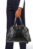 YVES SAINT LAURENT PARIS. Black Leather Vintage Shoulder Bag / Tote Bag