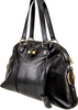 YVES SAINT LAURENT PARIS. Black Leather Vintage Shoulder Bag / Tote Bag