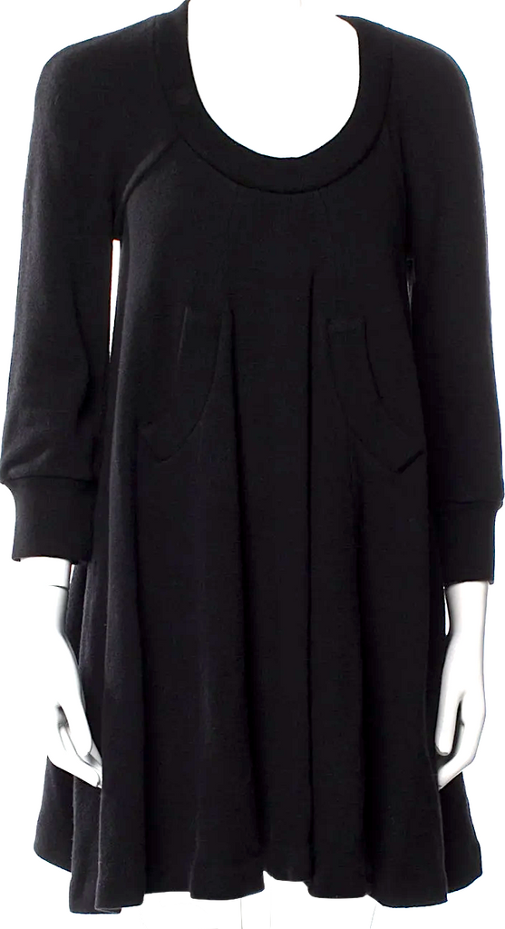Sonia Rykiel Paris. Black Wool Vintage Mini Dress