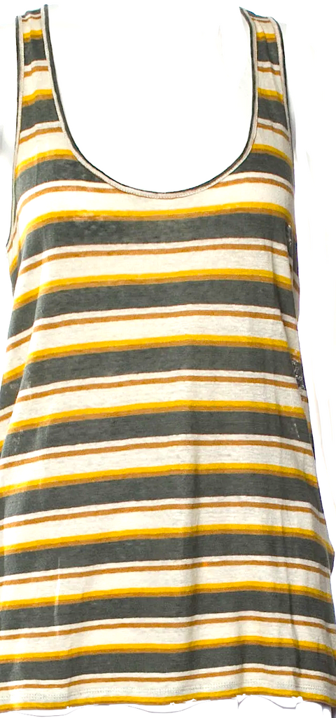 STELLA MCCARTNEY UK. GreenBeige Striped Linen Top