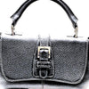 LOEWE MADRID. Black Pebbled Leather Silver Hardware Mini Shoulder Bag
