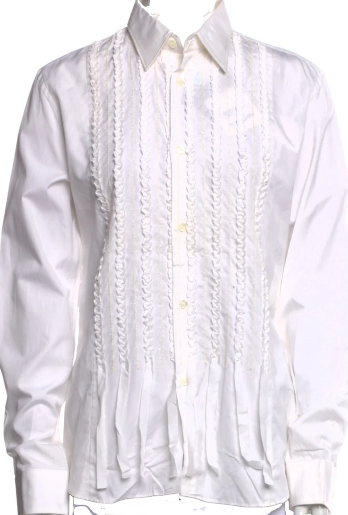 Comme des Garçons Japan. TAO. White Cotton Long Sleeve Button-Up Top