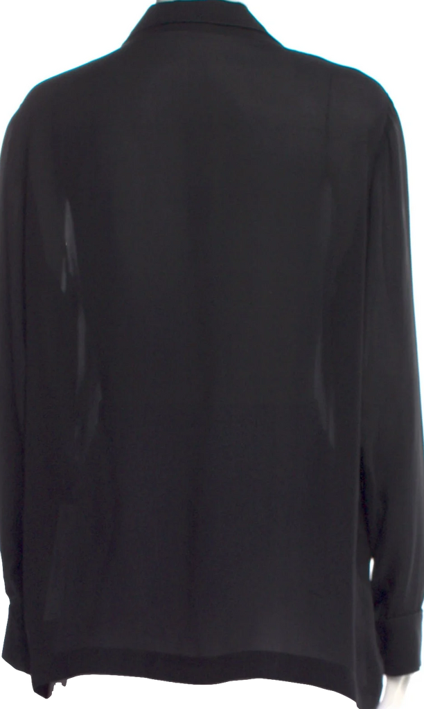 Tomas Maier (Old Bottega) Midnite Blue Silk Long Sleeve Button-Up Top
