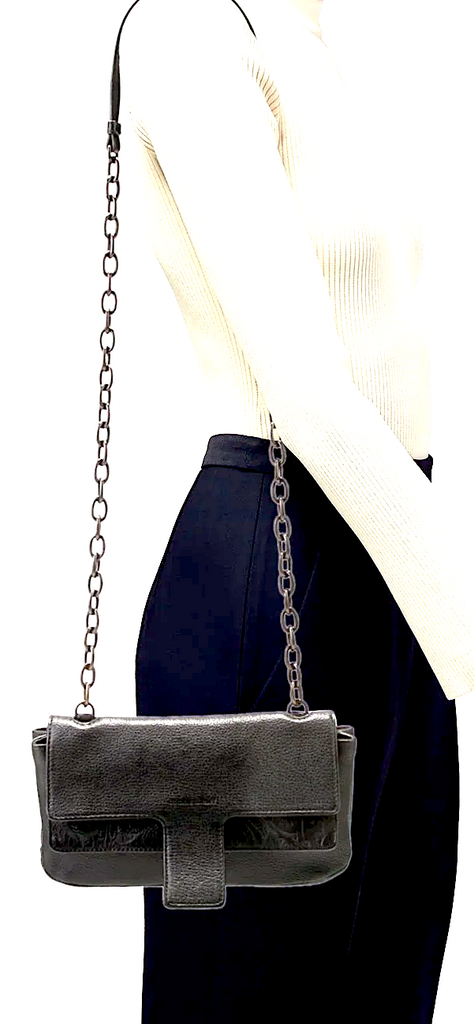 Tomas Maier (Bottega Veneta) Black Medium/Small Crossbody Leather Messenger Bag