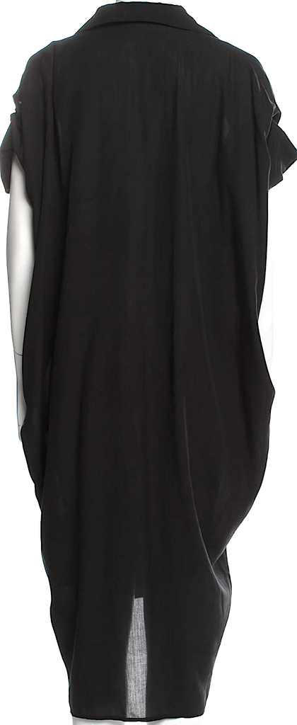 Totokaelo Black Lyocell V-Neck Midi Length Dress