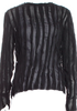 Totokaelo Black PolyTech Fabric Semi-Sheer Long Sleeve Blouse