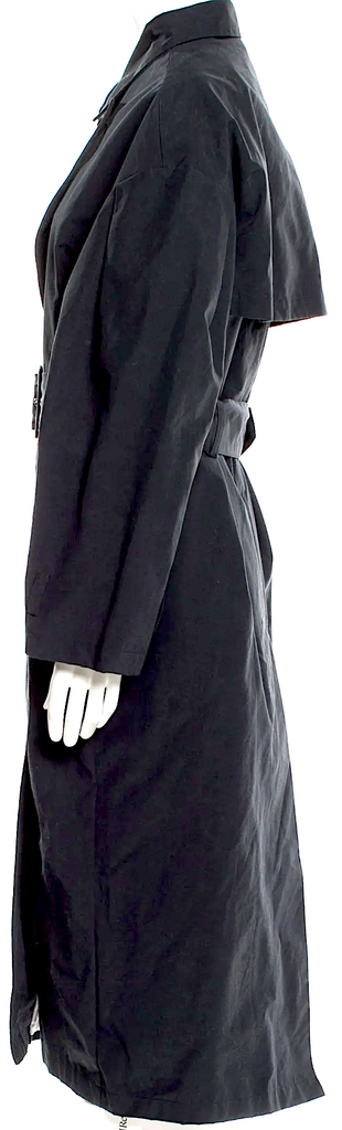Totokaelo Black Rayon Poly Blend Trench Coat