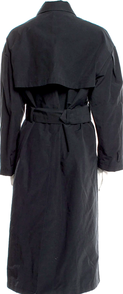 Totokaelo Black Rayon Poly Blend Trench Coat