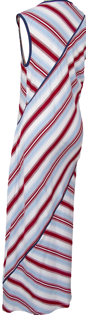 MARNI Italy. White,Sky Blue,Bordeaux Striped Piping Switching Sleeveless Dress White,Sky blue,Bordeaux