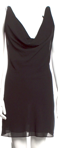 Helmut Lang NY. Black Jersey Asymmetrical Neck Ruched Bodycon Dress