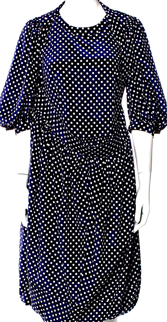 CDG by Comme des Garçons Japan. Blue Polka Dot Print Long Dress