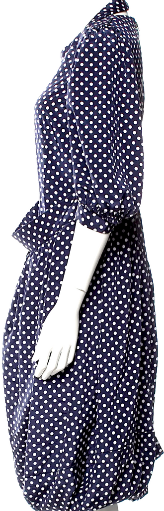 CDG by Comme des Garçons Japan. Blue Polka Dot Print Long Dress