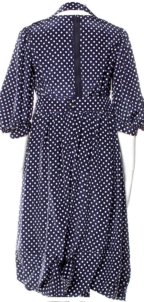 CDG by Comme des Garçons Japan. Blue Polka Dot Print Long Dress