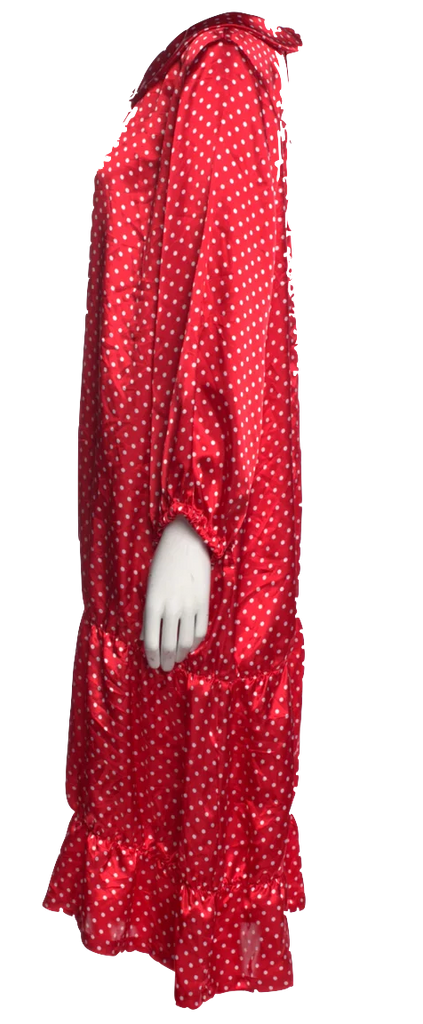 COMME DES GARÇONS Japan. GIRL. NEW. NWT. Red PolyTech Polka Dot Print Midi Length Dress
