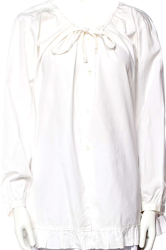 Comme des Garçons Japan. GIRL LINE. White Cotton Scoop Neck Long Sleeve Tunic