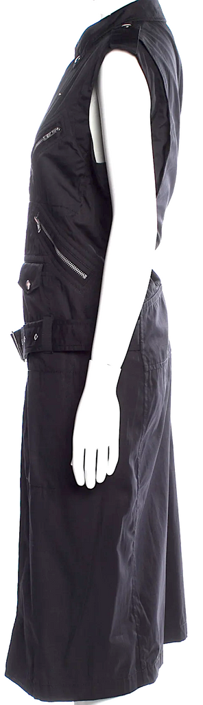 COMME DES GARÇONS Japan. "SHIRT" NEW. NEW W/TAGS. Black Belted Zippers Motostyle Midi Length Dress
