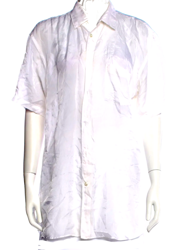 Comme des Garçons JAPAN. SHIRT, White Cupro Short Sleeve Tunic