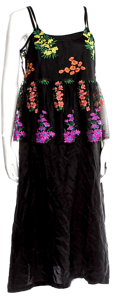 COMME DES GARÇONS COMME DES GARÇONS Japan. NEW. NWT. Black Floral Print Midi Length Dress