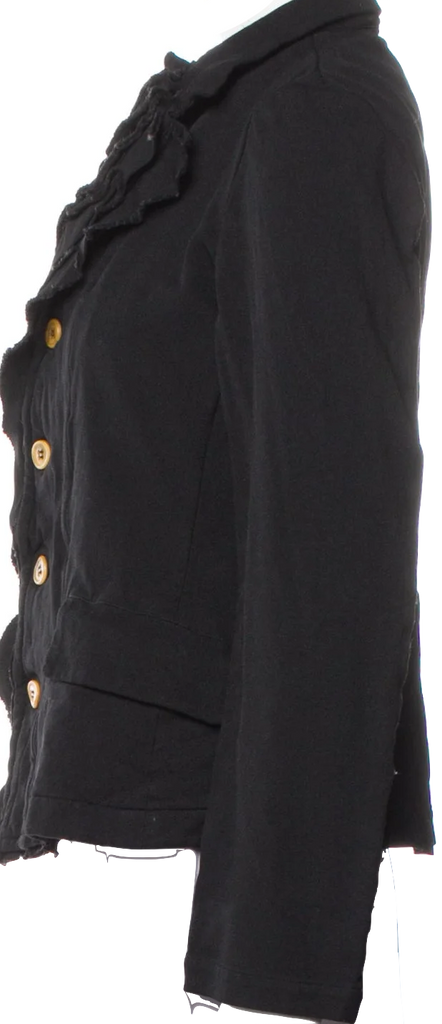 Comme des Garçons Comme des Garçons Japan. Black Ruffle Accent Polytech Blazer