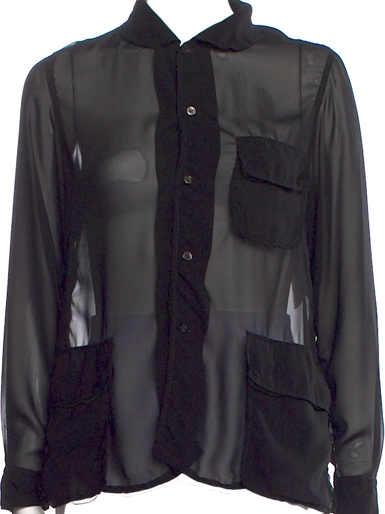 Comme des Garçons Comme des Garçons Japan. Black Semi-Sheer Long Sleeve Blouse