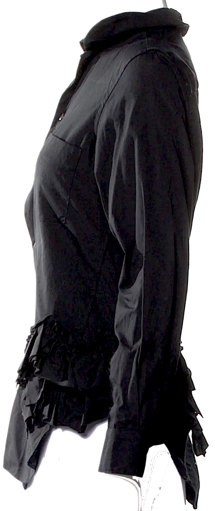Comme des Garçons Comme des GarçonsJapan. Black Ruffle Embellishment Long Sleeve Button-Up Top